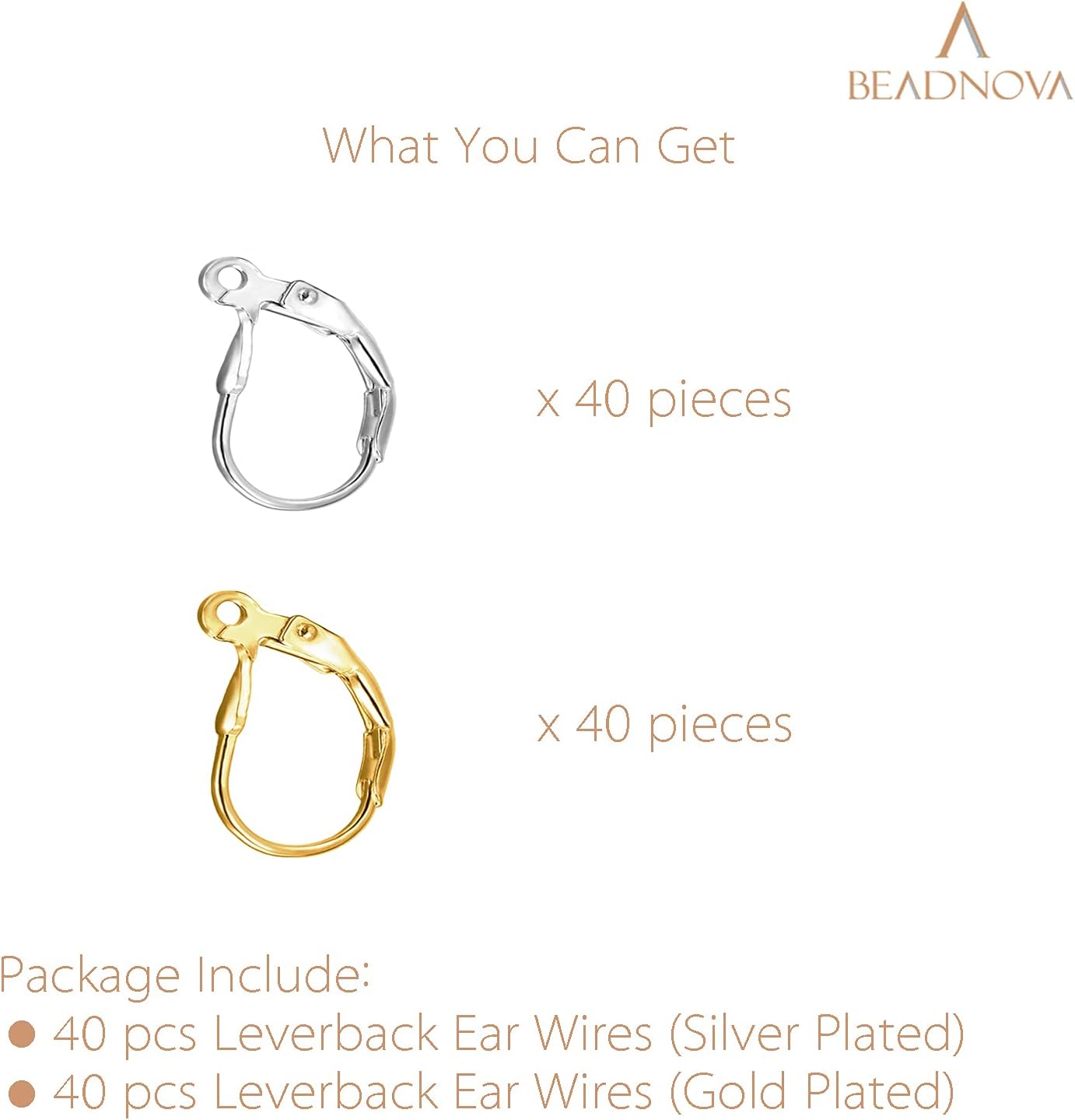 Leverback Earring Hooks 80pcs French Ear Wire Lever Back Earwire for Jewelry Making Crafting (Gold and Silver) - Image 3