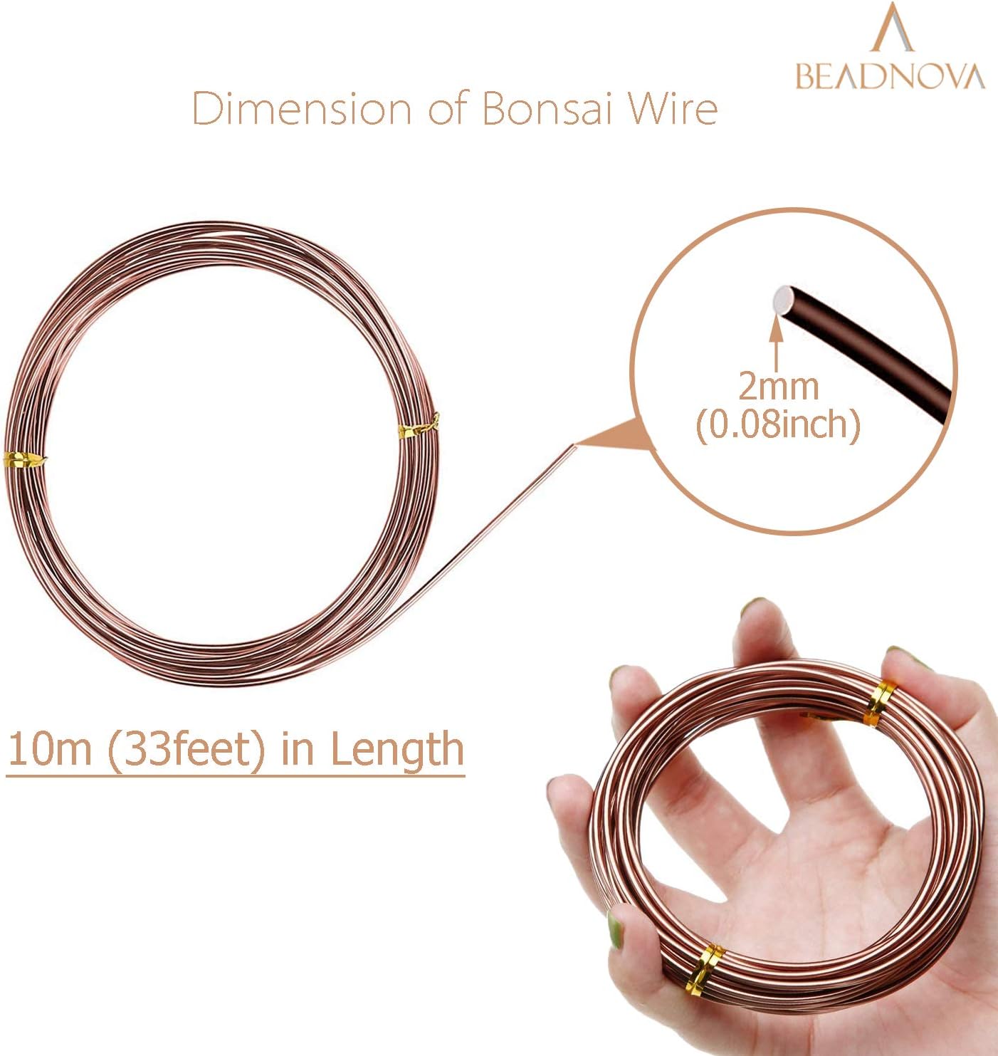 Plant Training Wire 98 Feet Copper Bonsai Tree Aluminium Plant Wire for Training Indoor and Outdoor (Copper, 2mm, 30m) - Image 2