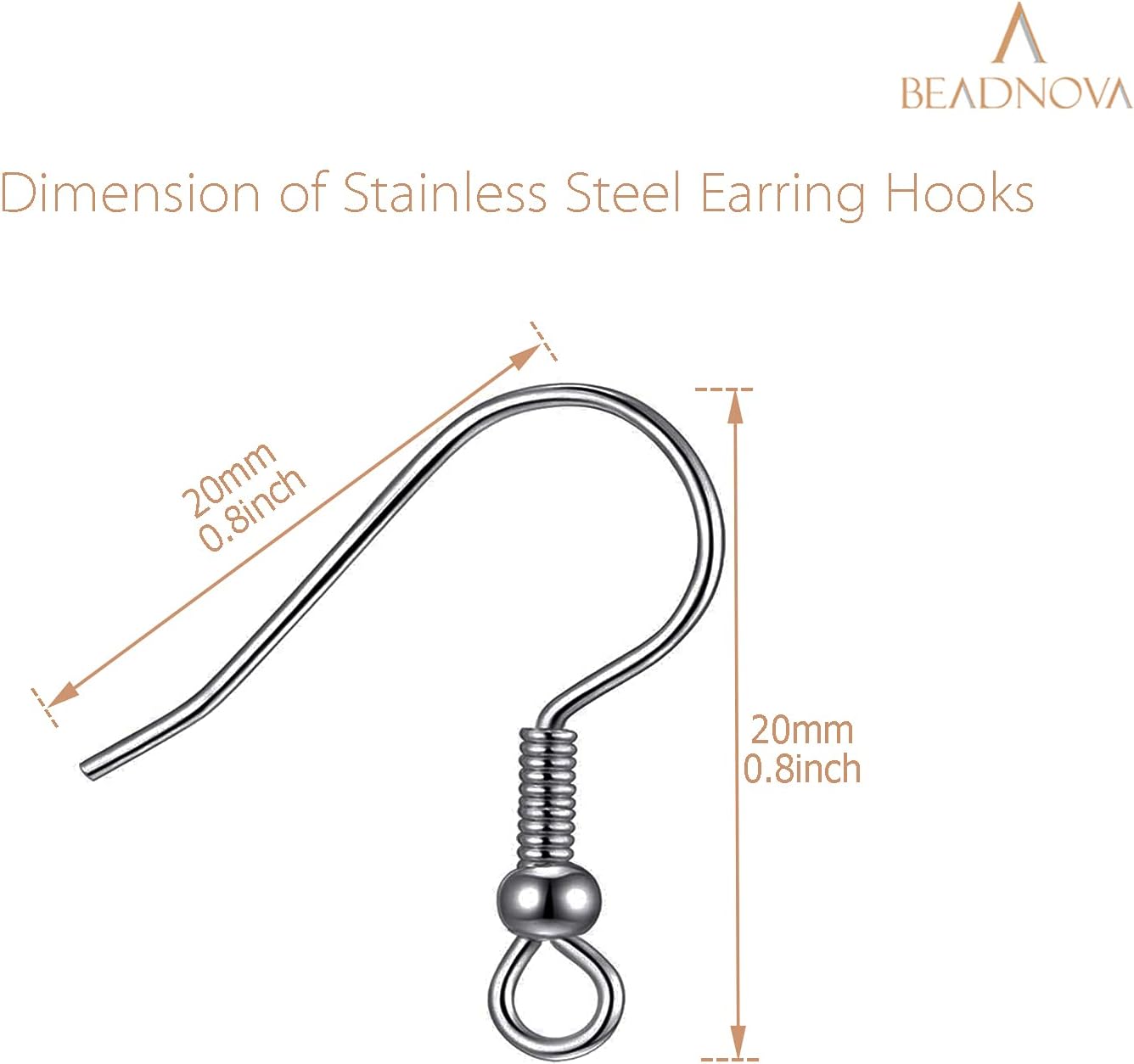 300pcs Stainless Steel Earring Hooks with Rubber Backs, Silver, Elegant, Polished, Hypoallergenic, DIY Ear Findings Supplies - Image 2