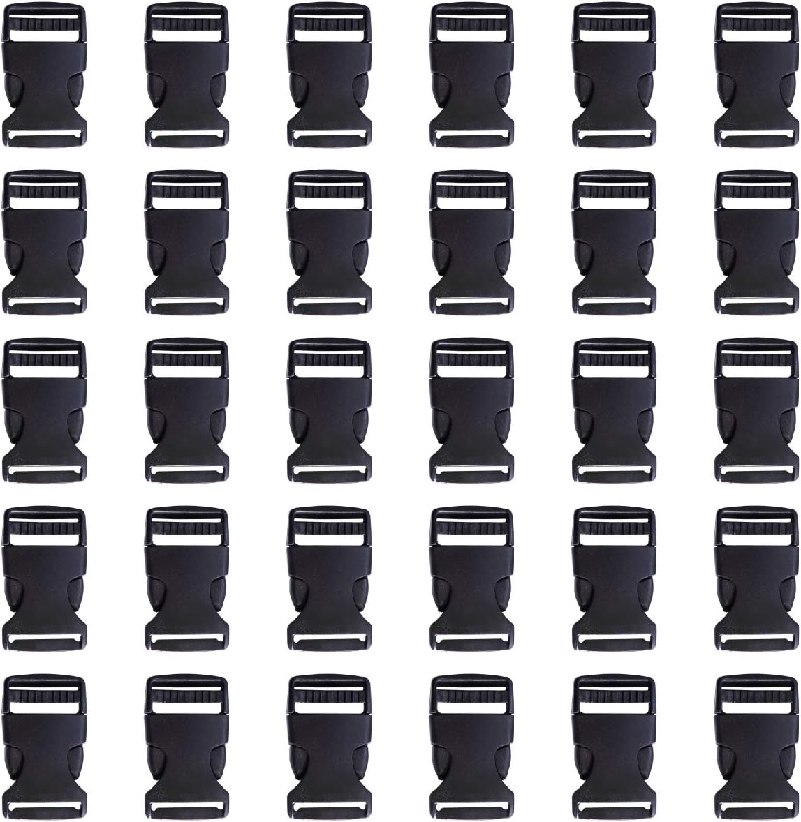 Side Release Buckle 1 Inch Plastic Buckles Clip Adjustable Release for Paracord Webbing Belt (Black, 1 Inch, 30 Piece) - Image 1