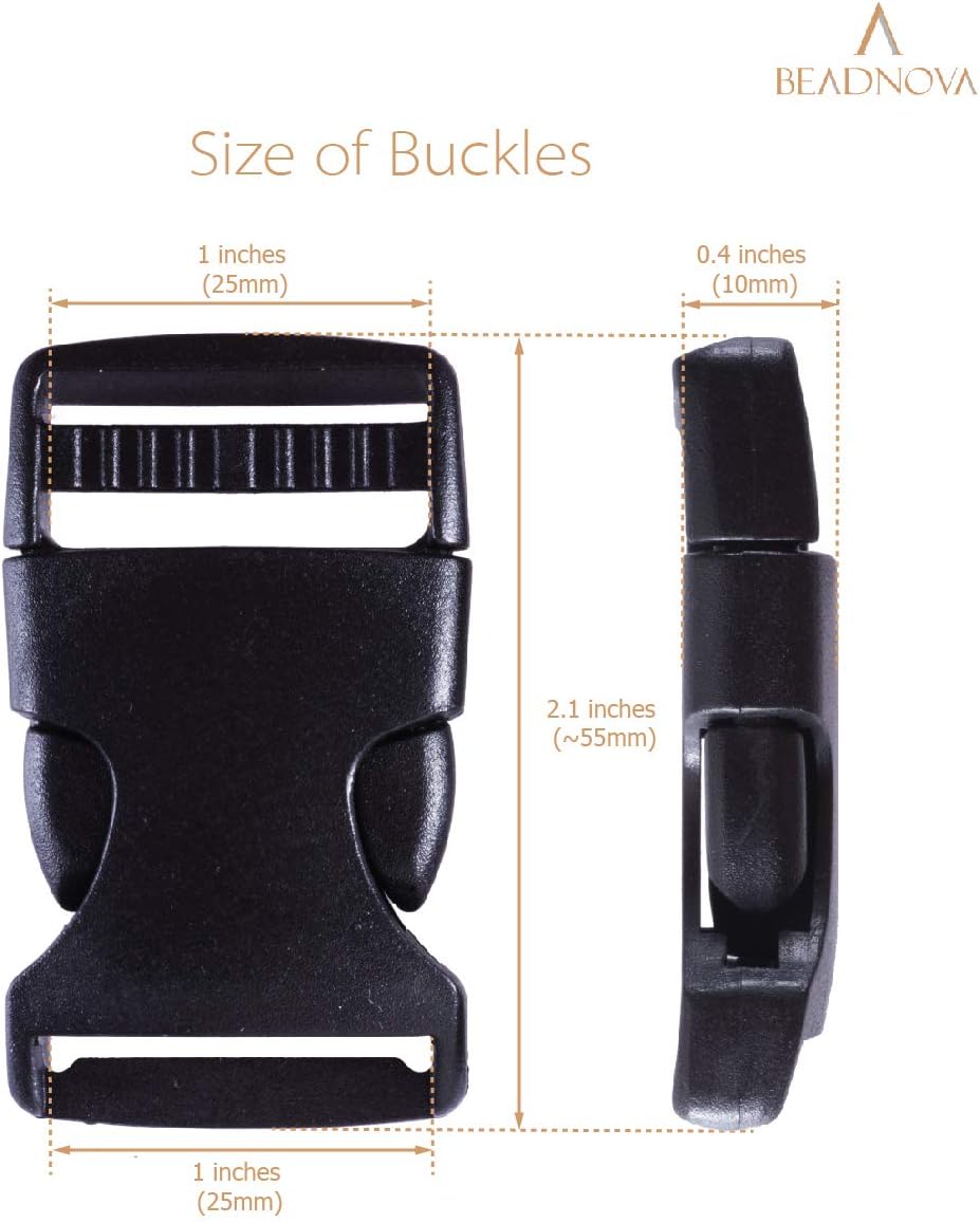 Side Release Buckle 1 Inch Plastic Buckles Clip Adjustable Release for Paracord Webbing Belt (Black, 1 Inch, 30 Piece) - Image 3