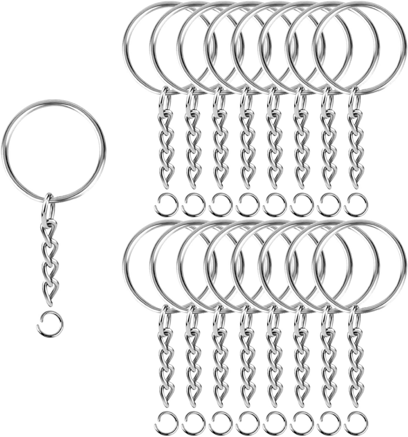 Split Keychain Ring Silver Keychain Rings for Crafts Metal Key Chain Kit for Jewelry Making Key Chains Accessories Craft DIY (25mm, 150pcs) - Image 1