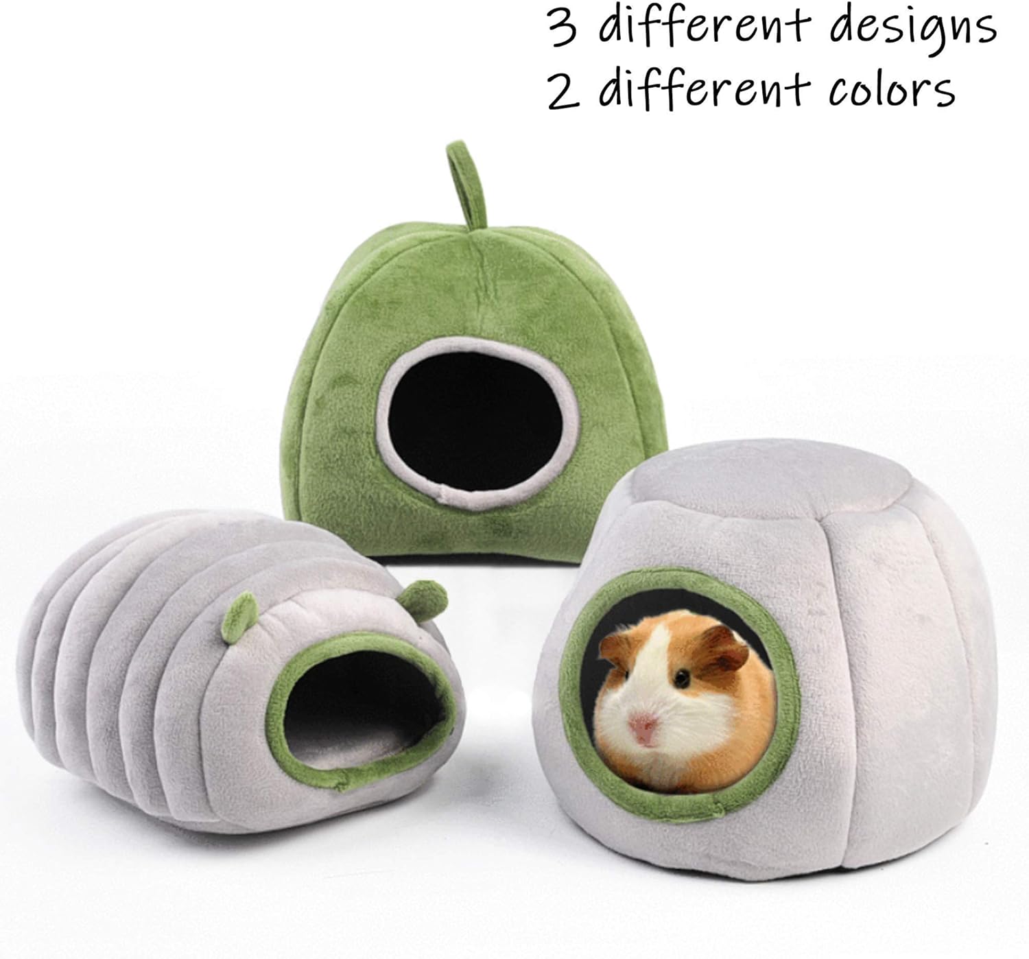 Guinea Pig Hideout Bed Rabbit House Cave Accessories Cozy Hide-Out for Bunny Hedgehog Ferret Chinchilla&Other Small Animals (Grey, Caterpillar) - Image 2