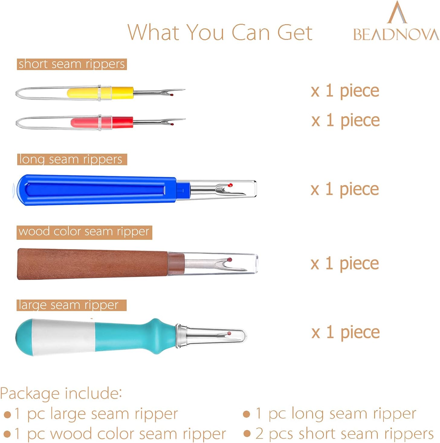 Seam Ripper 5pcs Plastic Thread Cutter Stitch Remover Large Thread Remover Stitch Eraser Tag Ripper for Clothes Crafting Embroidery (4 Styles) - Image 3