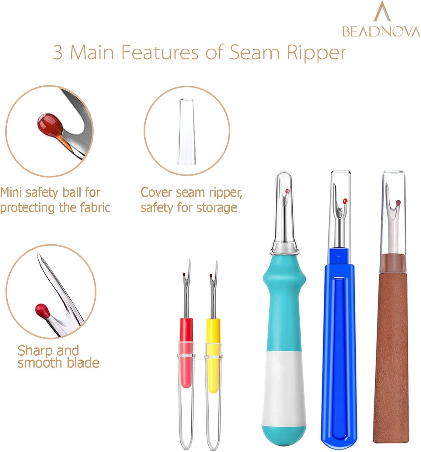 Seam Ripper 5pcs Plastic Thread Cutter Stitch Remover Large Thread Remover Stitch Eraser Tag Ripper for Clothes Crafting Embroidery (4 Styles) - Image 4