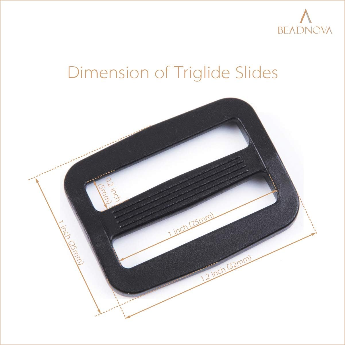 Triglide Slide Buckle 1 Inch Plastic Slide Buckle Webbing Slider for Belt Backpack Bag DIY (50 Piece, Black) - Image 3