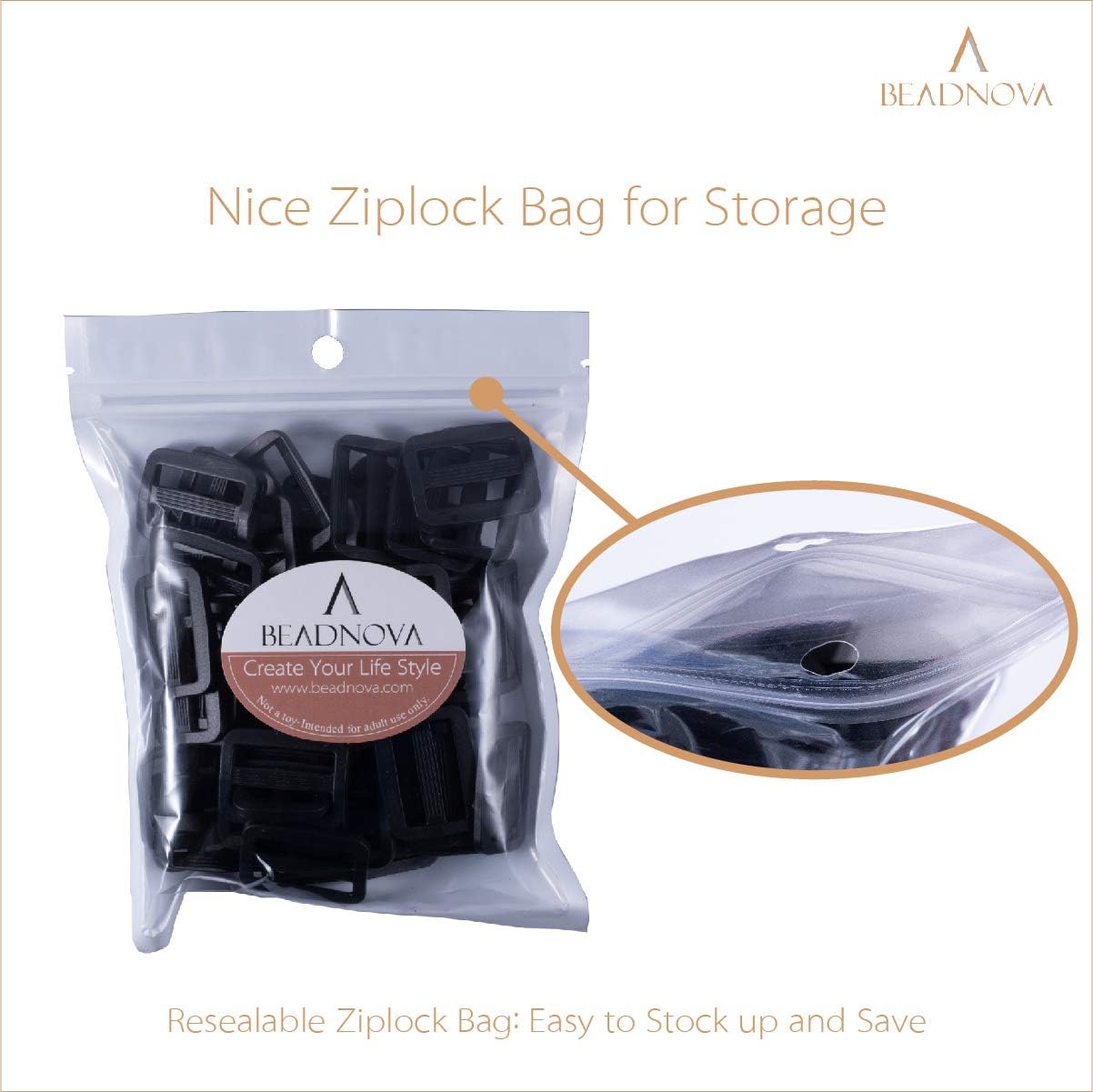 Triglide Slide Buckle 1 Inch Plastic Slide Buckle Webbing Slider for Belt Backpack Bag DIY (50 Piece, Black) - Image 5