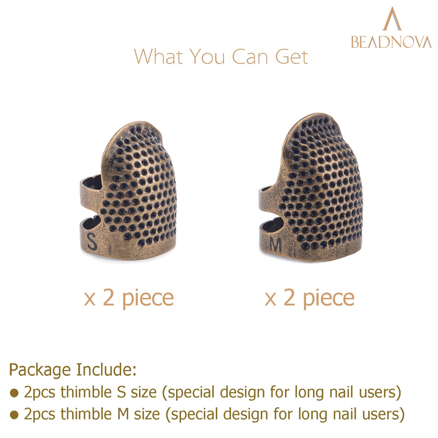 Thimbles for Hand Sewing Thimble Finger Protectors for Sewing Accessories and Tools Thimbles for Hand Quilting Knitting Hand Embroidery Sewing Finger Protector (Sizes S and M, 4 Pcs) - Image 3