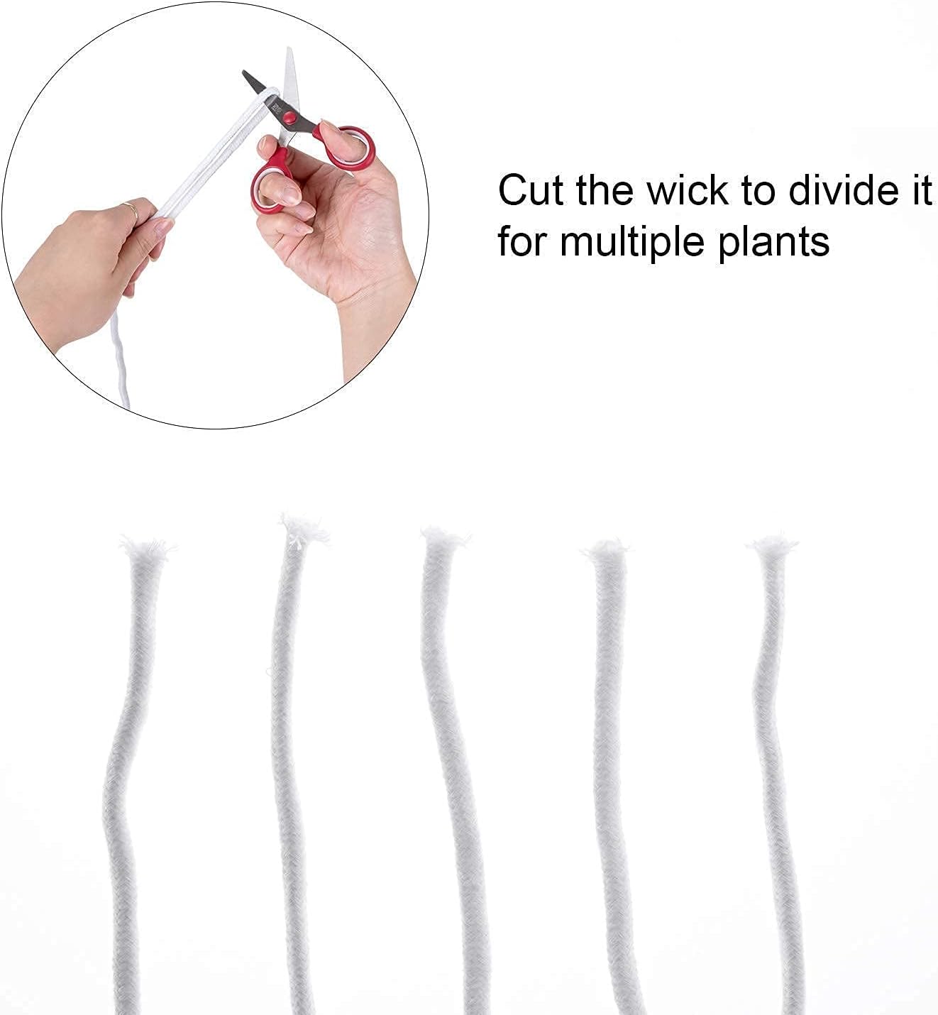 Self Watering Capillary Wick Cord (30 feet 1/6 inch+50 feet 1/4 inch) Vacation Plant Sitter DIY Self-Watering Planter Pot Automatic Wicking Hydroponic System Potted Auto Seedling Waterer Rope - Image 7