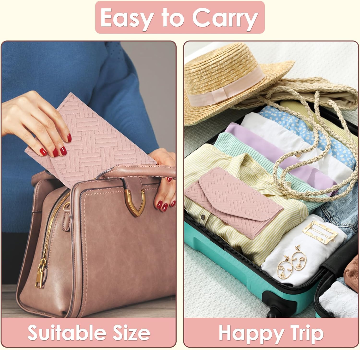 Travel Jewelry Organizer Bag Anti-Tangle Foldable Small Jewelry Roll Travel Case Accessory for Necklaces, Earrings, Rings, Bracelets, Watches, Pink - Image 7