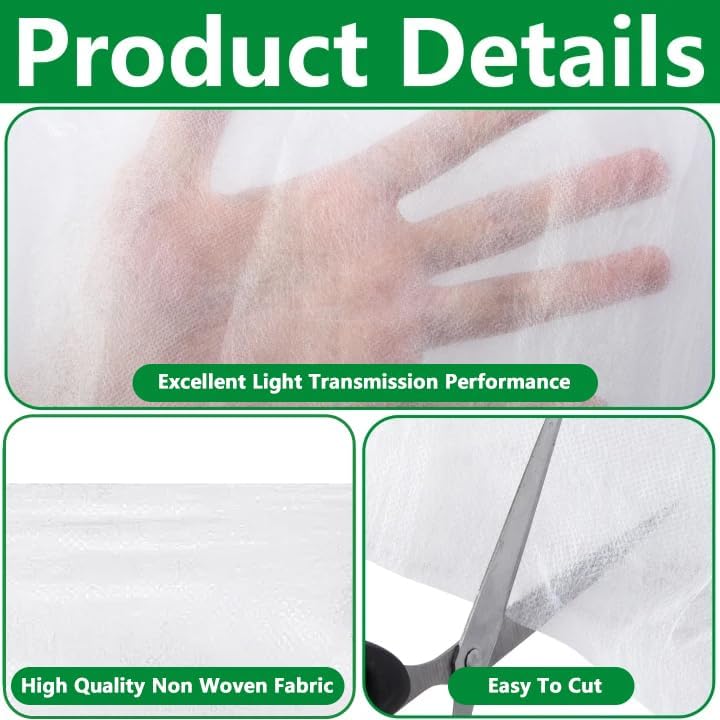 15 x 10 Ft Plant Sun Protection Cloth, Garden Plant Shade Cloth, Non-Woven White Light Refraction Sunshade Cloth for Protecting Plants Vegetable Rows from Direct Sunlight - Image 3