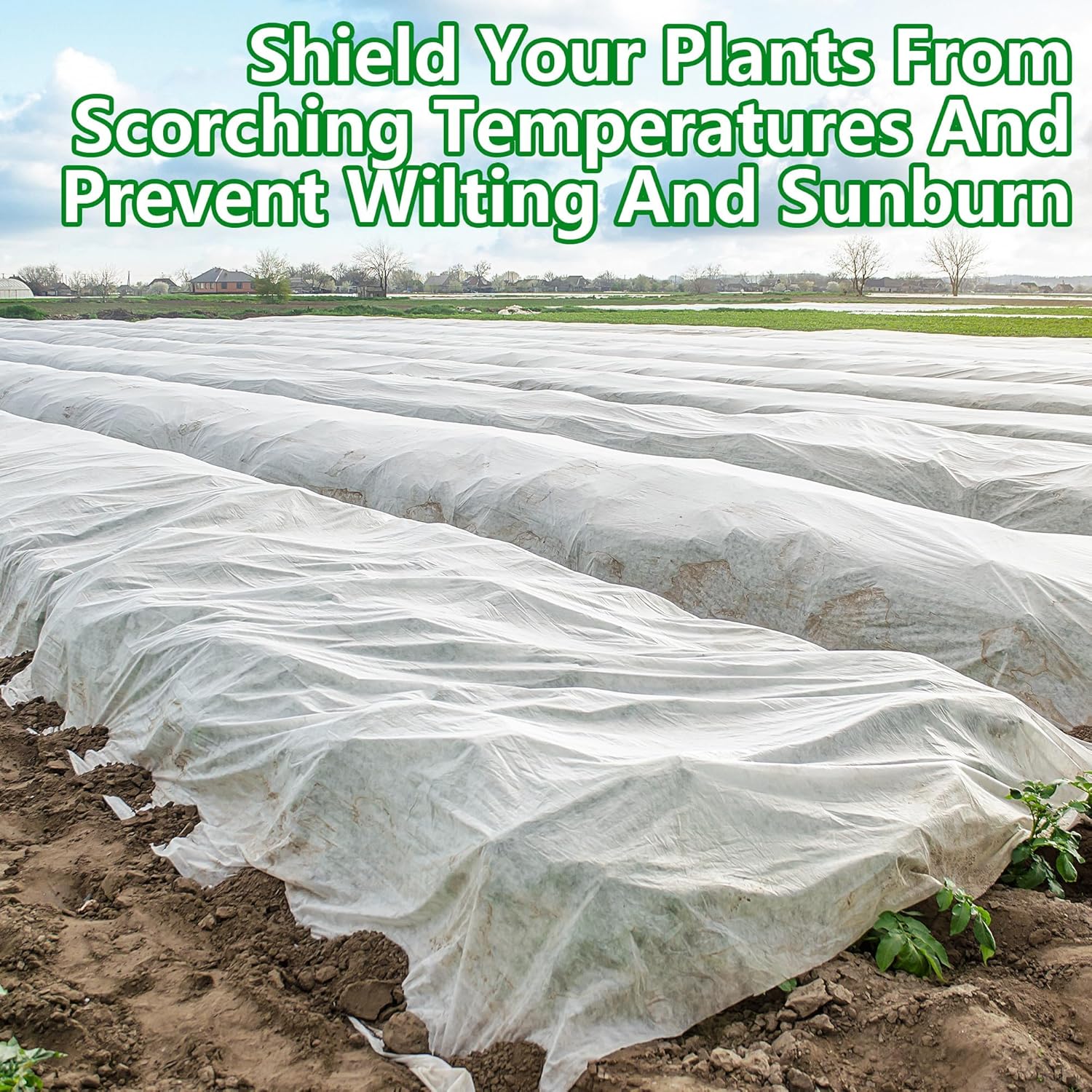 15 x 10 Ft Plant Sun Protection Cloth, Garden Plant Shade Cloth, Non-Woven White Light Refraction Sunshade Cloth for Protecting Plants Vegetable Rows from Direct Sunlight - Image 6