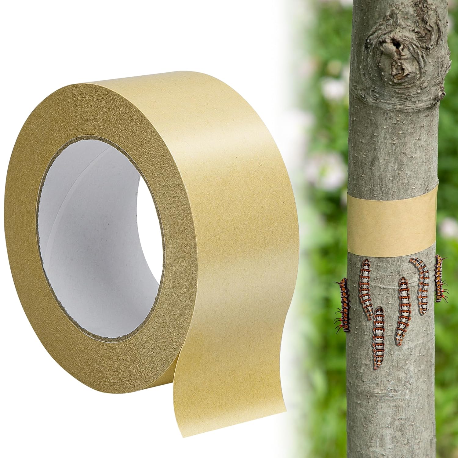 165 Ft x 2 Inch Tree Insect Barrier Tape, Cicada Tree Wrap Protection Tape, Adhesive Crawling Insect Tree Tape for Protecting Fruit Trees Plants Outdoor Lawn Garden - Image 1