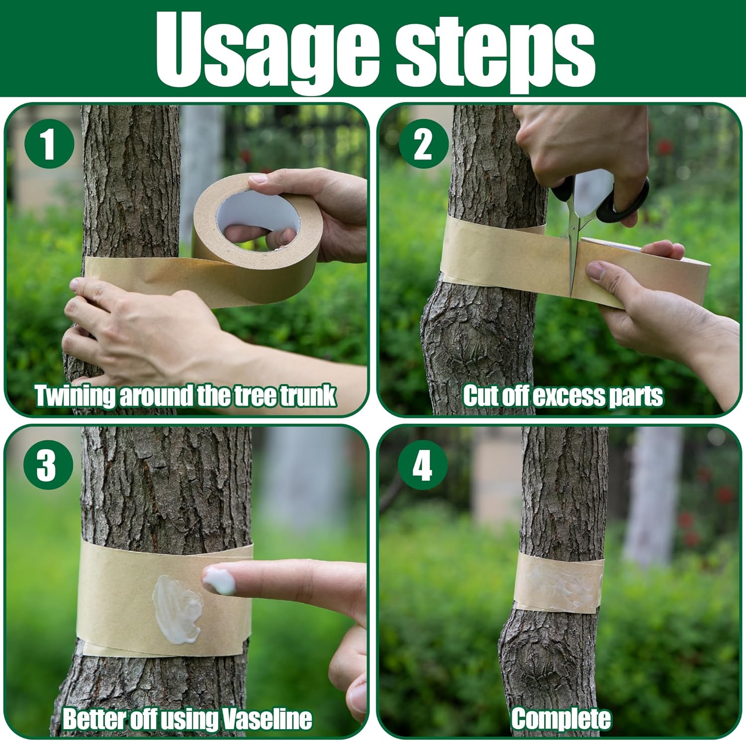 165 Ft x 2 Inch Tree Insect Barrier Tape, Cicada Tree Wrap Protection Tape, Adhesive Crawling Insect Tree Tape for Protecting Fruit Trees Plants Outdoor Lawn Garden - Image 4