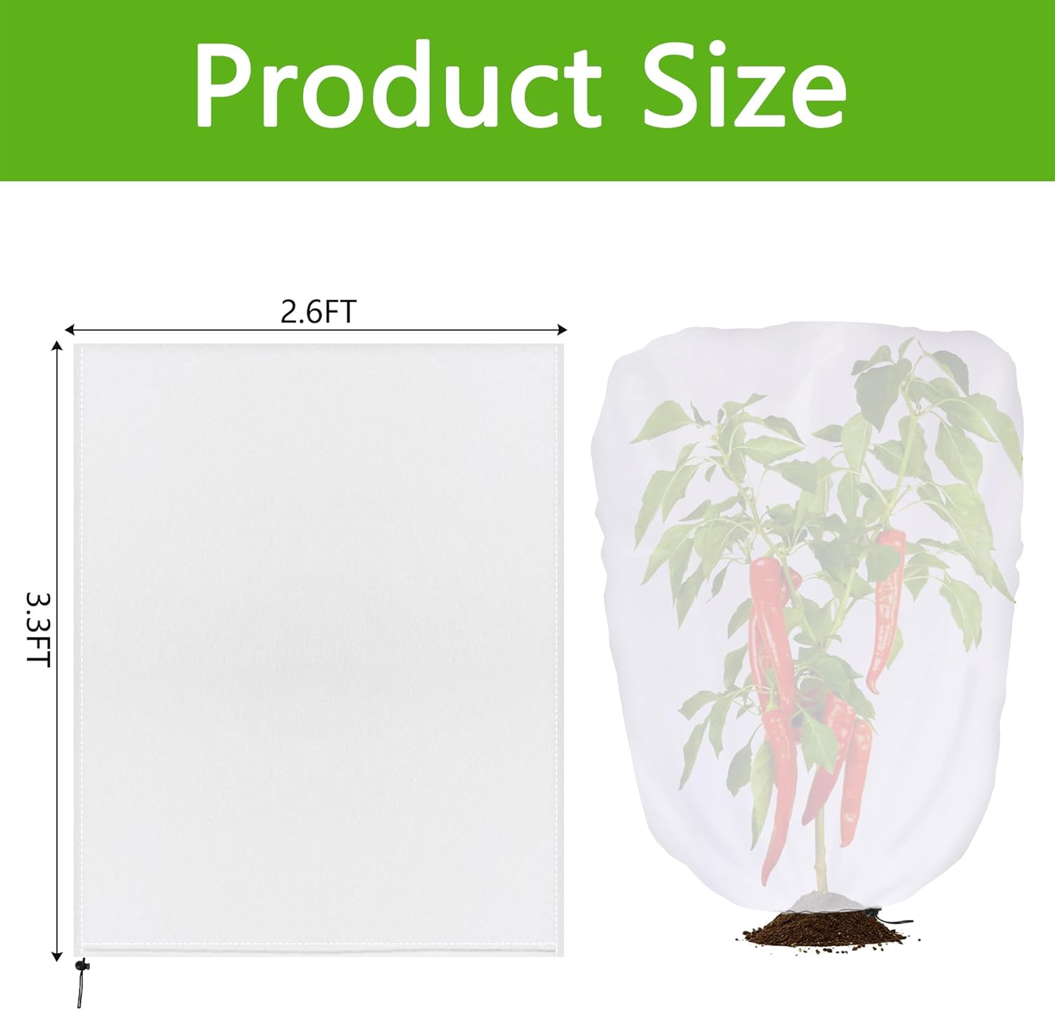 3.3 x 2.6Ft Garden Plant Shade Cover with Drawstring, Non-Woven Garden Shade Sun Protection Plants Cover, White Light Refraction Fruit Tree Sunshade Cloth for Protect Plant from Direct Sunlight - Image 2