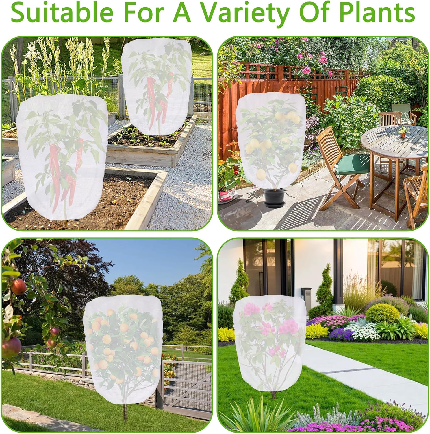 3.3 x 2.6Ft Garden Plant Shade Cover with Drawstring, Non-Woven Garden Shade Sun Protection Plants Cover, White Light Refraction Fruit Tree Sunshade Cloth for Protect Plant from Direct Sunlight - Image 6
