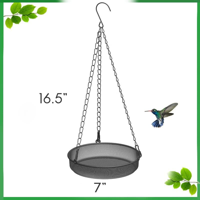Hanging Bird Feeder, Birdfeeder Hanging for Garden Yard Outside Hanging Bird Feeder Tray - Metal Mesh Platform Feeders for Birds Outside Outdoors Hanging for Attracting Birds - Original - Image 2