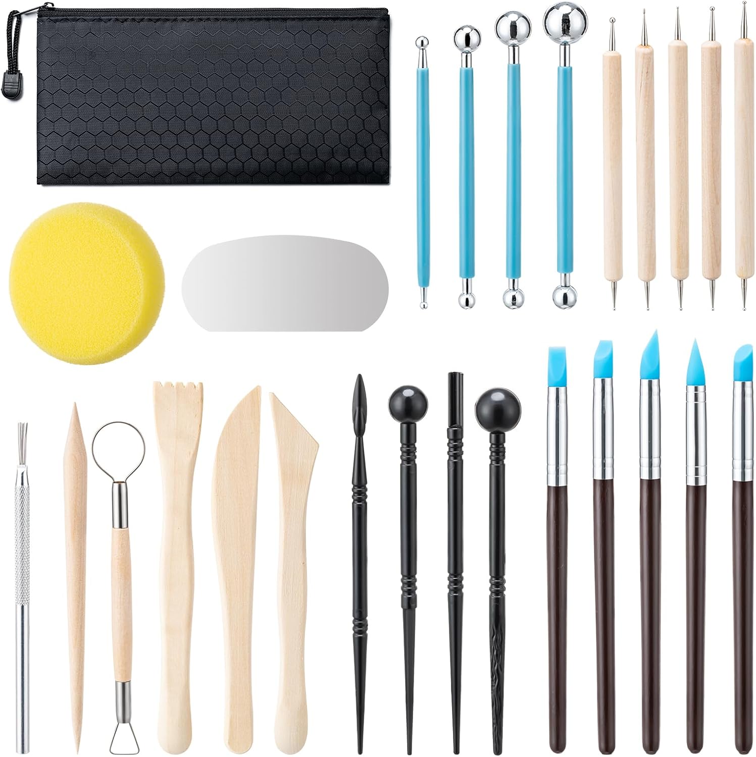 Clay Tools Kit, 27 PCS Pottery Tools, Practical Polymer Clay Sculpting Tools Kit, Air Dry Clay Tools Set for Adults, Pottery Craft, Dotting, Carving, Drawing, Molding, Modeling, Shaping - Image 1