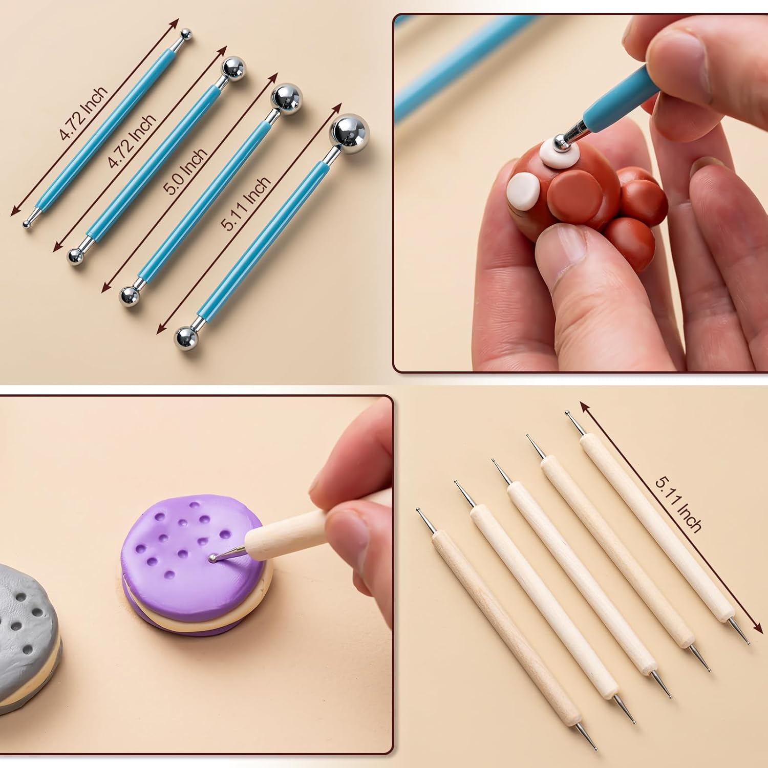 Clay Tools Kit, 27 PCS Pottery Tools, Practical Polymer Clay Sculpting Tools Kit, Air Dry Clay Tools Set for Adults, Pottery Craft, Dotting, Carving, Drawing, Molding, Modeling, Shaping - Image 5