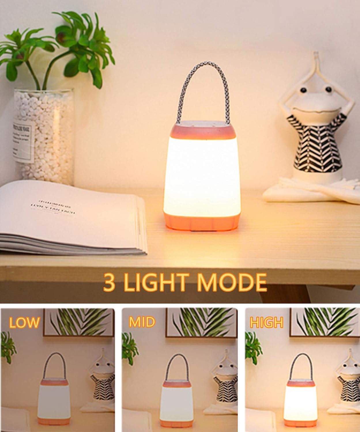 Night Light for Kids, USB Rechargeable Nursery Lamp Portable Camping Lantern with 3 Light Modes for Camping,Emergency,Bedroom,Indoor and Outdoor(Pink, 1 Pack) - Image 2