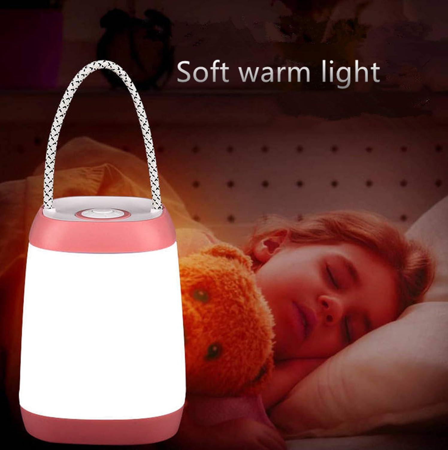 Night Light for Kids, USB Rechargeable Nursery Lamp Portable Camping Lantern with 3 Light Modes for Camping,Emergency,Bedroom,Indoor and Outdoor(Pink, 1 Pack) - Image 3
