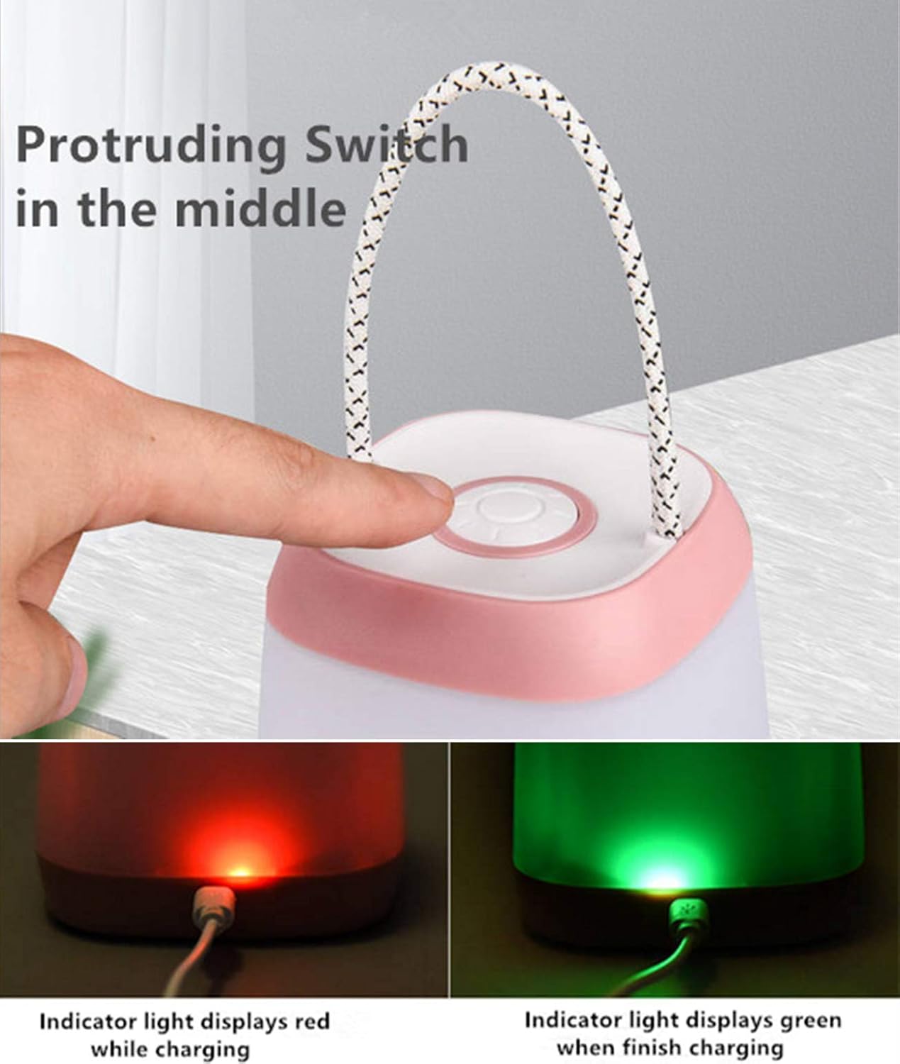 Night Light for Kids, USB Rechargeable Nursery Lamp Portable Camping Lantern with 3 Light Modes for Camping,Emergency,Bedroom,Indoor and Outdoor(Pink, 1 Pack) - Image 5