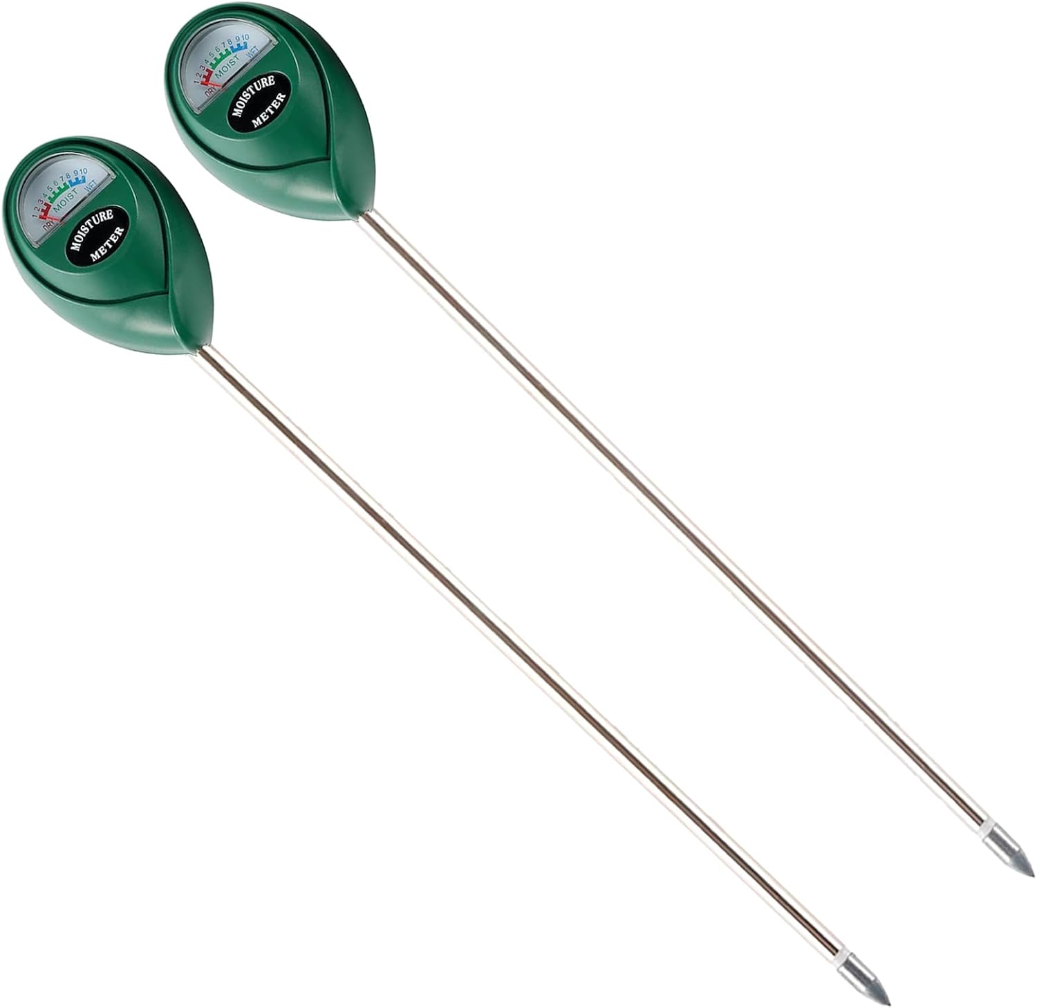 Extended Long Probe Soil Moisture Meter, 2 Pack Plant Water Meter Soil Meter Moisture Sensor Hygrometer for Indoor Outdoor Plant Care,No Battery Needed(Green) - Image 1