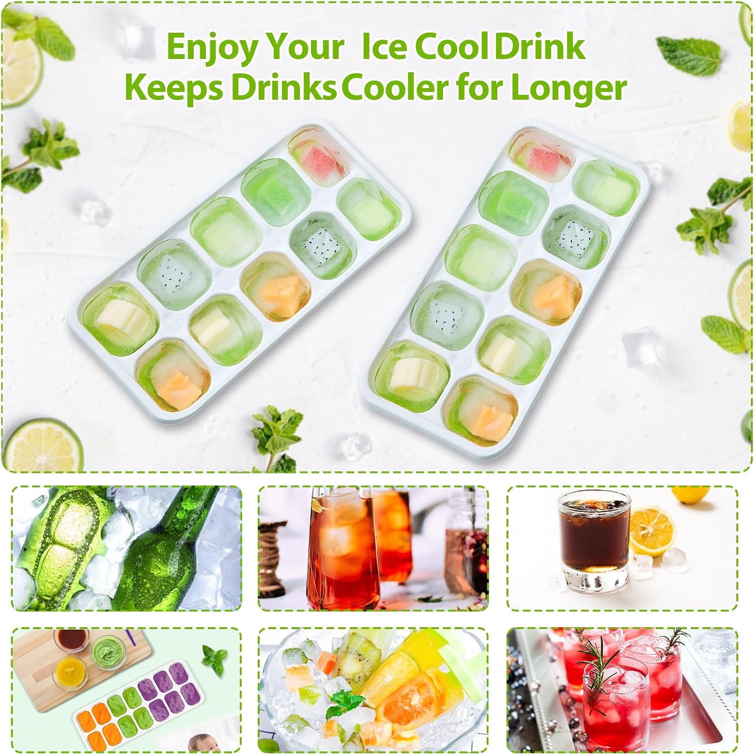 Ice Cube Tray with Lids - 4 Pack Stackable Silicone Ice Trays for Freezer, BPA & LFGB Safe, Easy Release for Kitchen, RV, Cocktail, Coffee, Soup & Food - Image 5
