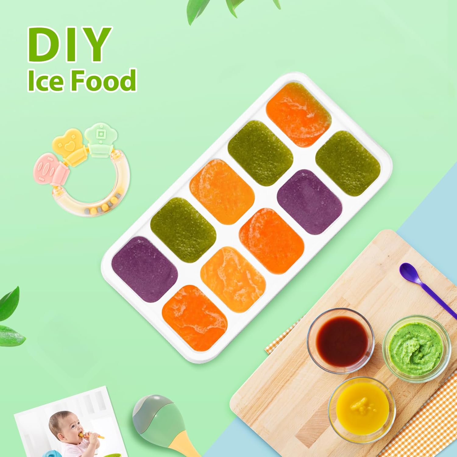 Ice Cube Tray with Lids - 4 Pack Stackable Silicone Ice Trays for Freezer, BPA & LFGB Safe, Easy Release for Kitchen, RV, Cocktail, Coffee, Soup & Food - Image 6
