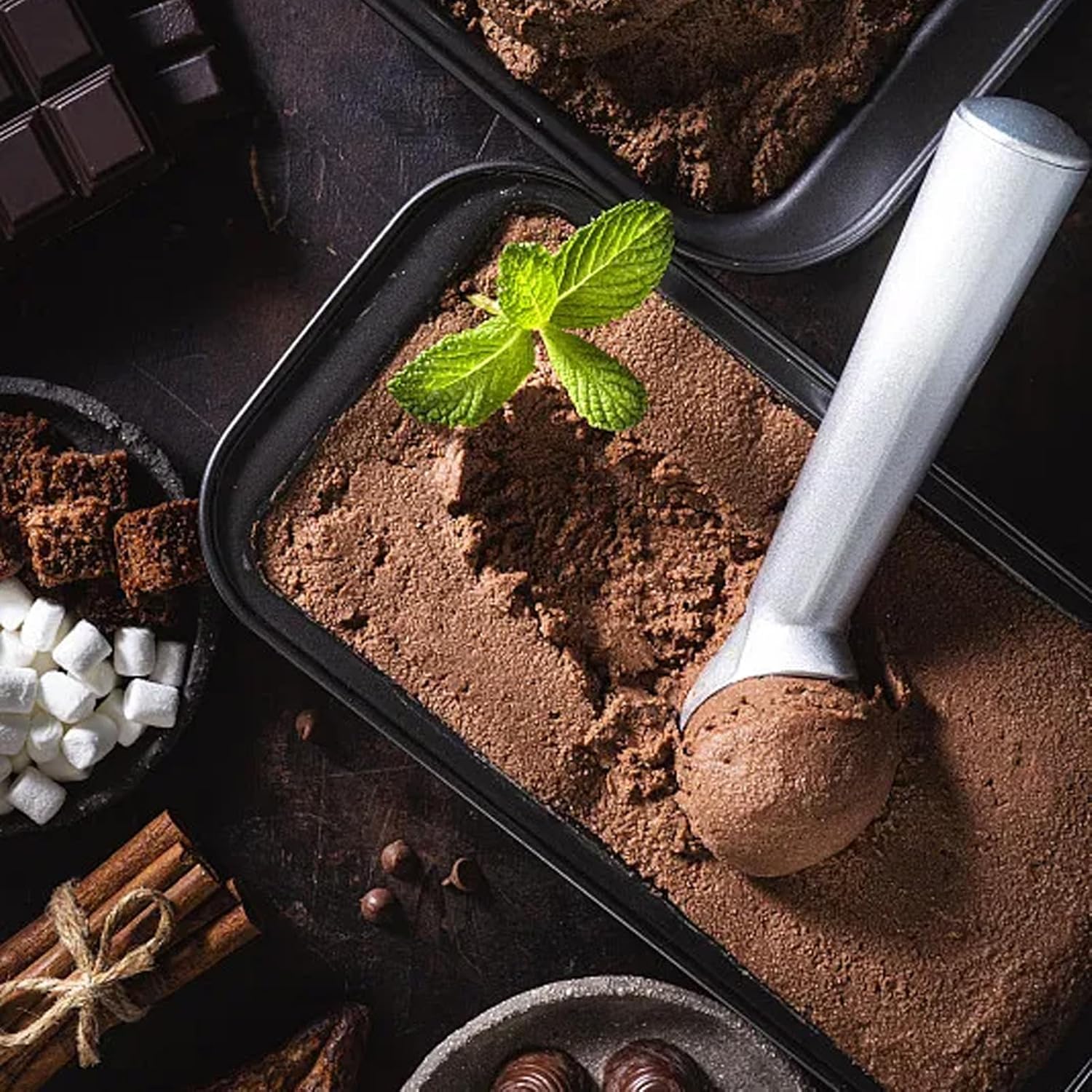 Ice Cream Scoop,7 inches Nonstick Anti-Freeze One Piece Aluminum Scooper Spoon, Heavy Duty Durable Design, Easy Clean, for Gelato, Cookie Dough, Sorbet, Almond (Silver) - Image 3