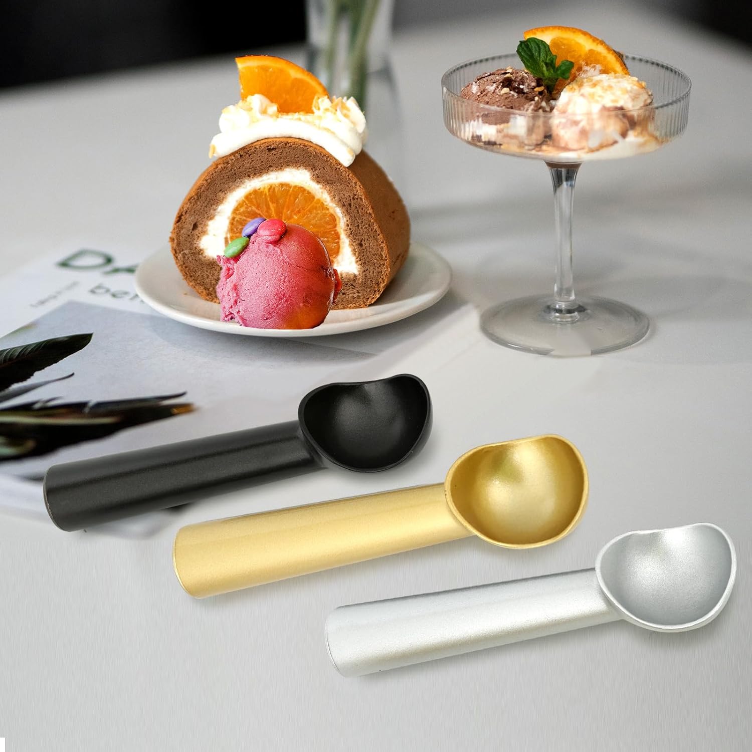 Ice Cream Scoop,7 inches Nonstick Anti-Freeze One Piece Aluminum Scooper Spoon, Heavy Duty Durable Design, Easy Clean, for Gelato, Cookie Dough, Sorbet, Almond (Silver) - Image 7