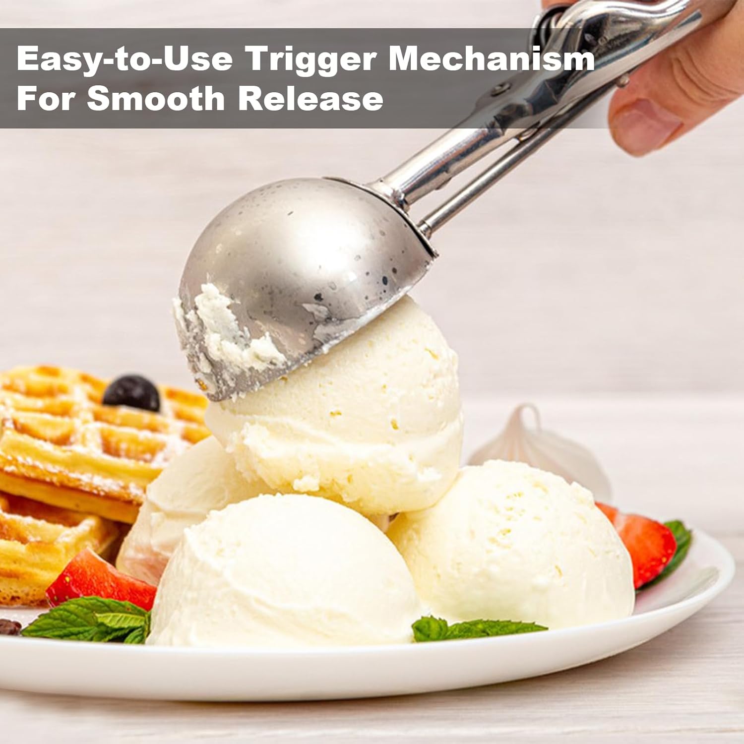 Cookie Scoop,Set of 3 Cookie Dough Scoops for Baking 1 Tbsp,2 Tbsp,3 Tbsp,Stainless Steel Ice Cream Scooper with Trigger Release for Cupcake,Ice Cream,Muffin,Meatball,Melonball - Image 3
