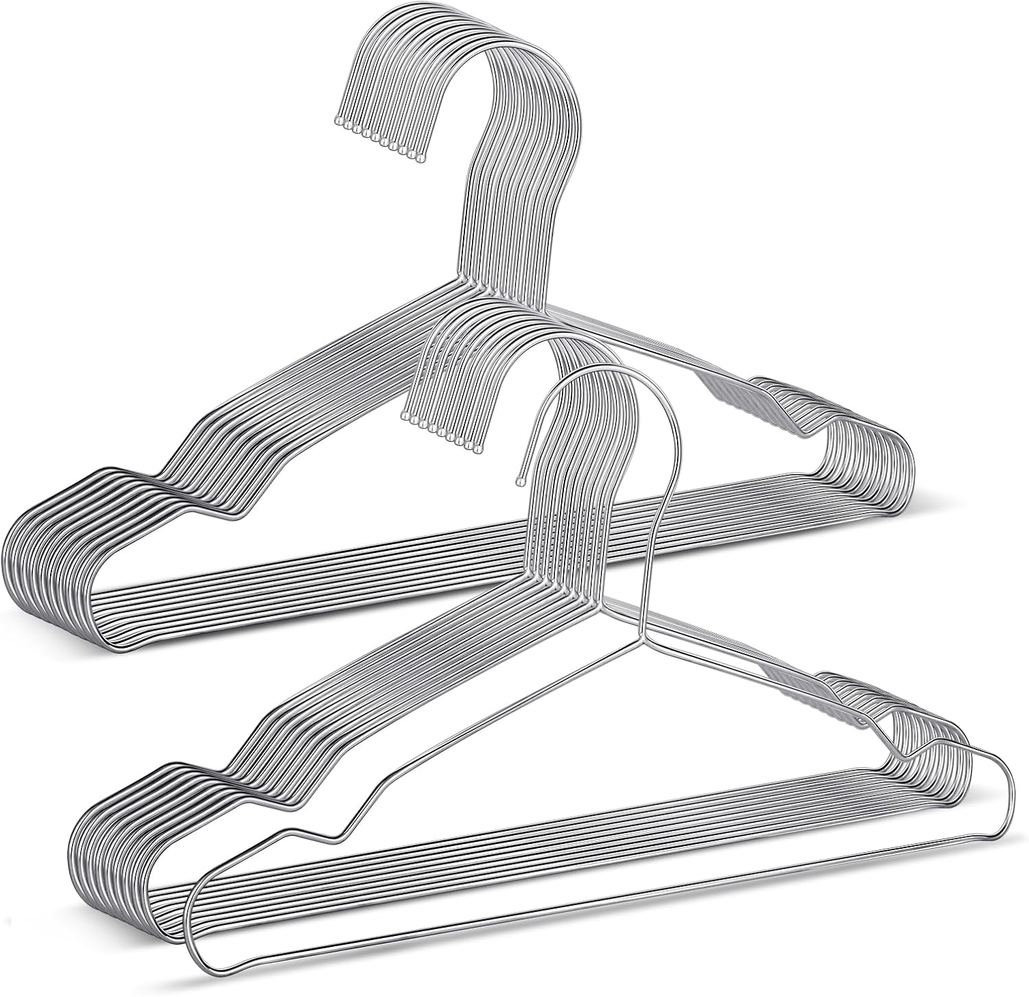 20 Pack Silver Stainless Steel Kids Hangers, Space-Saving Non-Slip, Perfect for Baby, Toddler & Kids' Clothes - Image 1