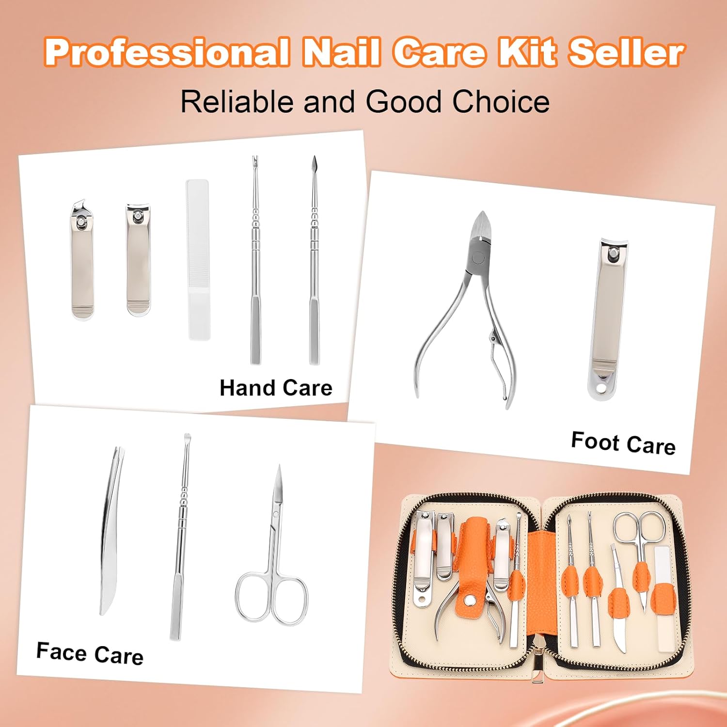 Professional Manicure Set for Adult,10-in-1 High-Grade Nail Cutter Ingrown Toenail Clippers Pedicure with Leather Travel Case.Heavy-Duty Stainless Steel Men Women Nail Care Grooming Kit. - Image 6