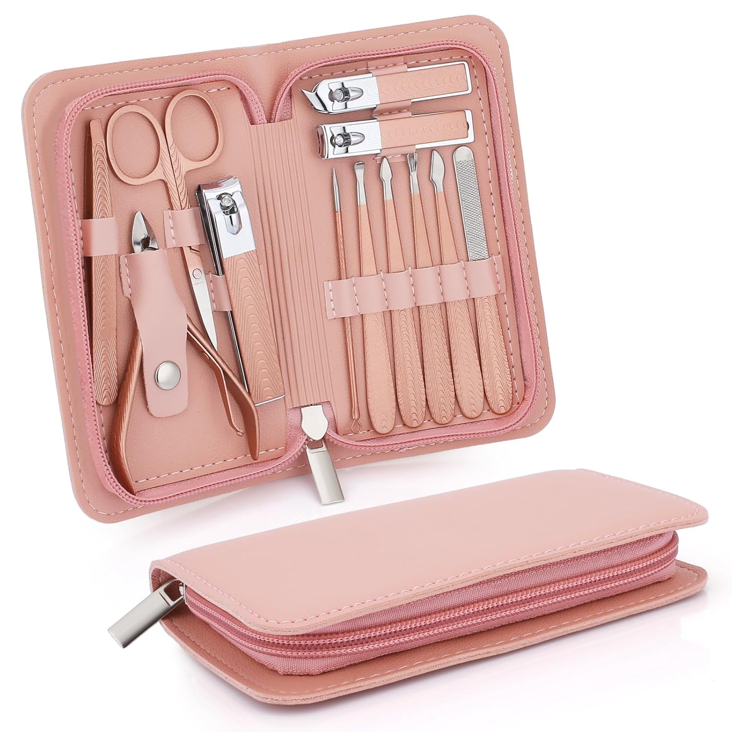 Manicure Set-Stainless Steel Nail Care Set-12 in 1 Professional Ingrown Toenail Clipper Grooming Tool-Pedicure Kit & Toe Nail Cutter-Men Gifts for Grandpa Dad Husband on Fathers Day (Rose Gold) - Image 1