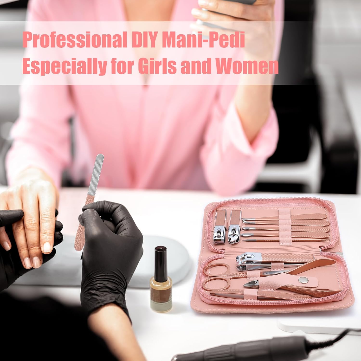 Manicure Set-Stainless Steel Nail Care Set-12 in 1 Professional Ingrown Toenail Clipper Grooming Tool-Pedicure Kit & Toe Nail Cutter-Men Gifts for Grandpa Dad Husband on Fathers Day (Rose Gold) - Image 6