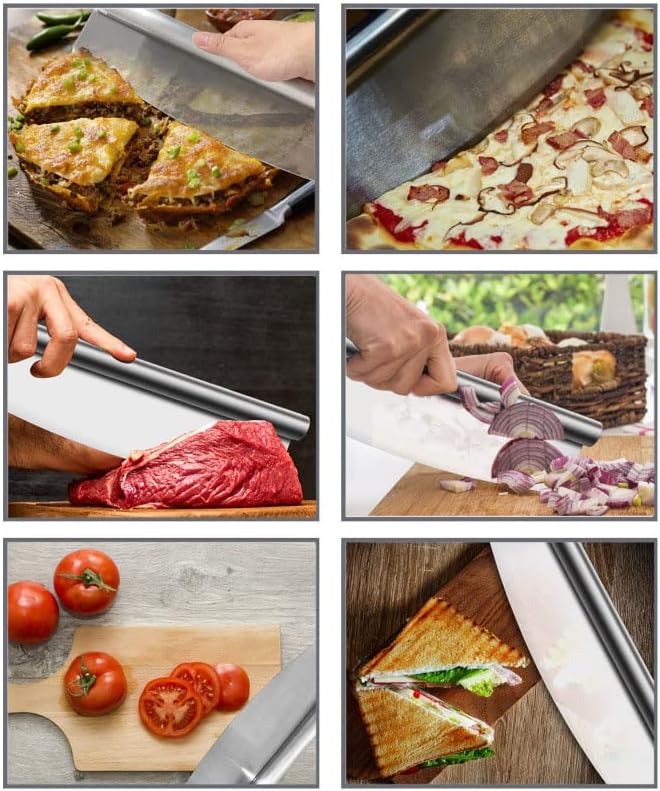 Pizza Cutter Stainless Steel Rocker Slicer - 14 Inch Sharp Knife with Blade Cover, Dishwasher Safe Premium Pizza Oven Accessories - Image 5