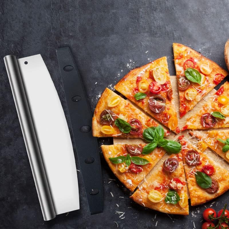 Pizza Cutter Stainless Steel Rocker Slicer - 14 Inch Sharp Knife with Blade Cover, Dishwasher Safe Premium Pizza Oven Accessories - Image 6