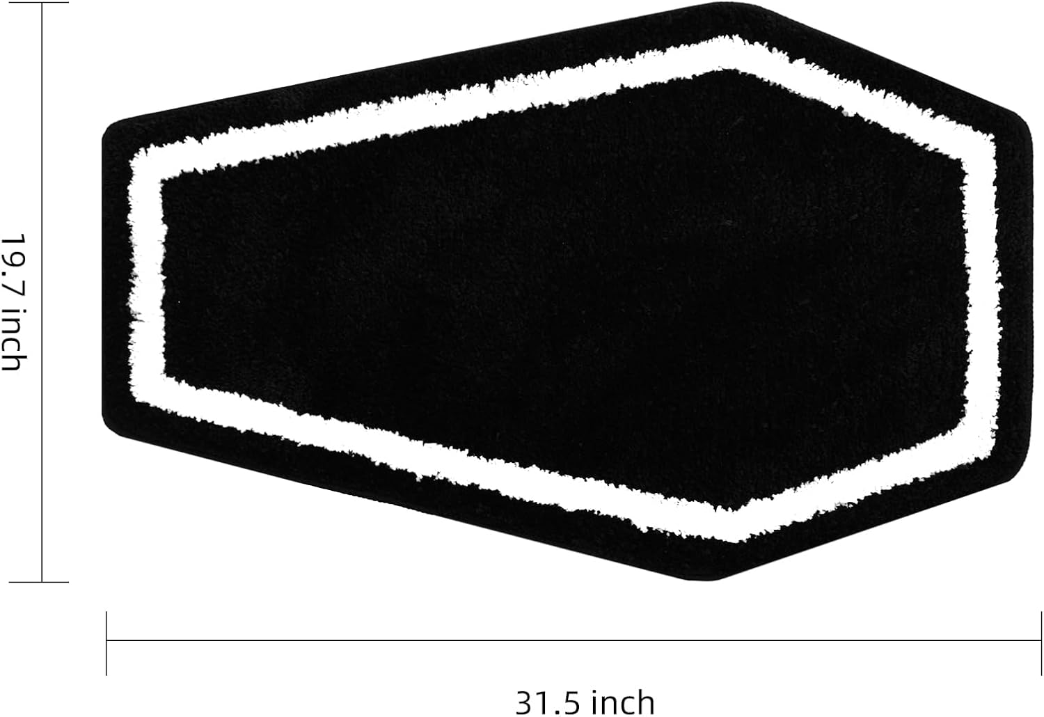 Halloween Decor Black Coffin Bath Mat for Bathroom, Cute Gothic Halloween Decoration Black Bathroom Rug Non Slip Cartoon Bath Rug Bathroom Mat Plush Shower Rugs Washable Black White - Image 2