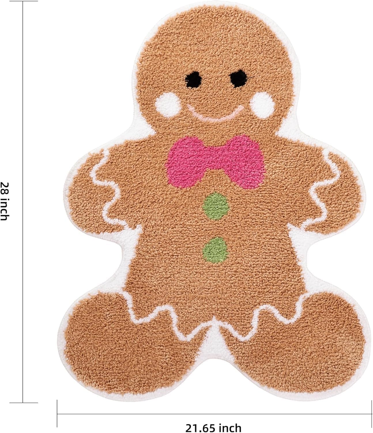 Cute Gingerbread Bath Mat for Bathroom Soft Water Absorbing Bath Rug with Non Slip Backing Fun Washable Bathroom Rug for Christmas Decor - Image 2