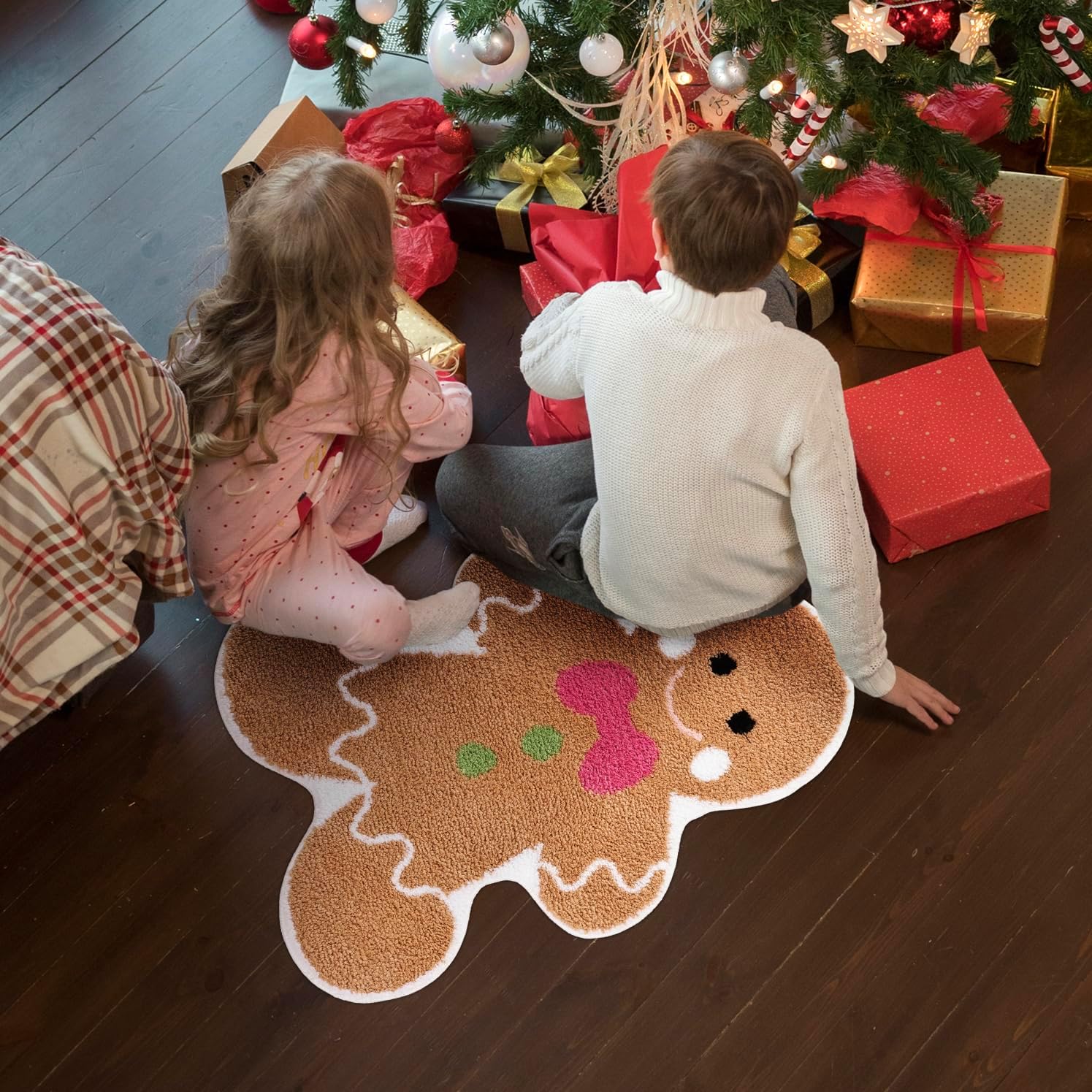 Cute Gingerbread Bath Mat for Bathroom Soft Water Absorbing Bath Rug with Non Slip Backing Fun Washable Bathroom Rug for Christmas Decor - Image 7