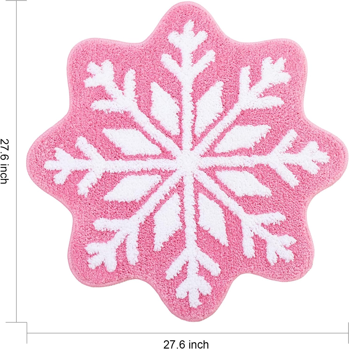 Pink Christmas Decor Snowflake Bathroom Rug, Snowflake Welcome Mat Non Slip Round Shaped Washable Bathtub Rug Bathroom Tub Kitchen Rug Decoration - Image 2