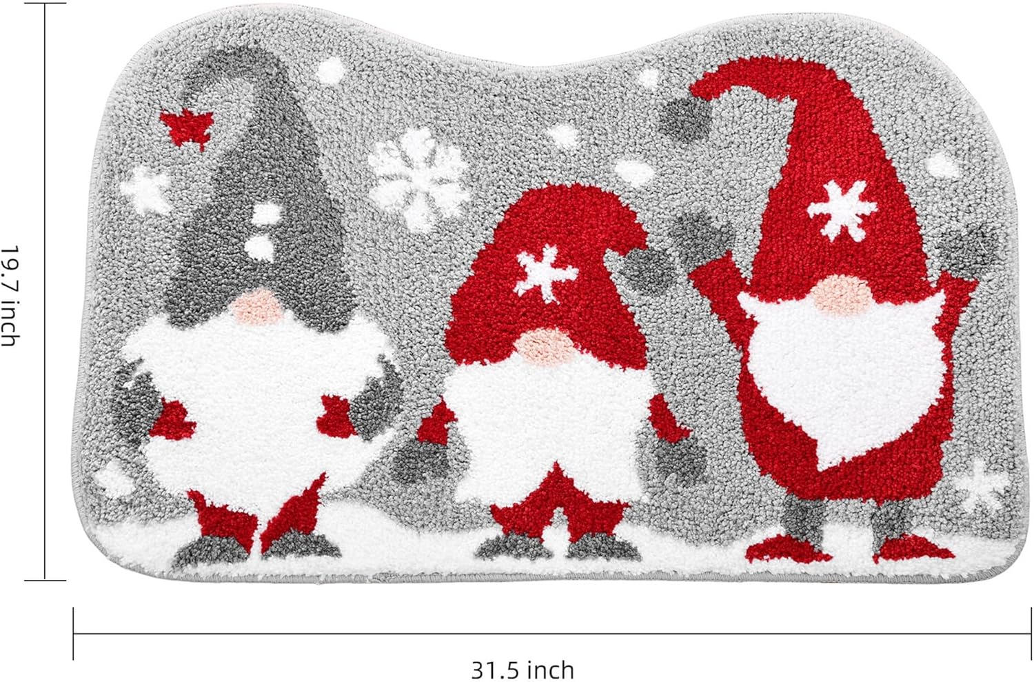 Bathroom Rugs Grey Christmas Rug with Tomte Cute Bath Mat Xmas Washable Kitchen Rugs for Living Room and Bedroom Non Slip - Image 2