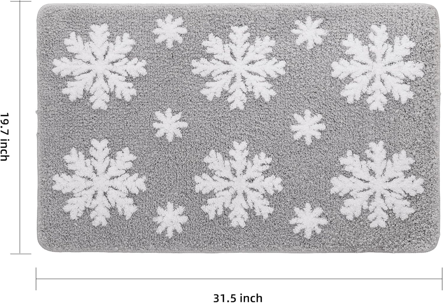 Christmas Grey Snowflake Bath Mat for Bathroom - Cute Absorbent Washable Bathroom Rugs with Non Slip Backing - Fun Snowflake Bathroom Mat for Christmas Decorations - Image 2