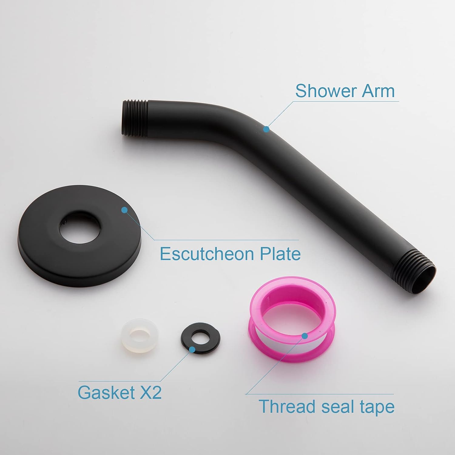 Shower Arm with Flange, 6 in Wall Mount Replacement Angle Shower Head Arm Wall-Mounted For Fixed Shower Head & Handheld Showerhead, Matte Black - Image 6