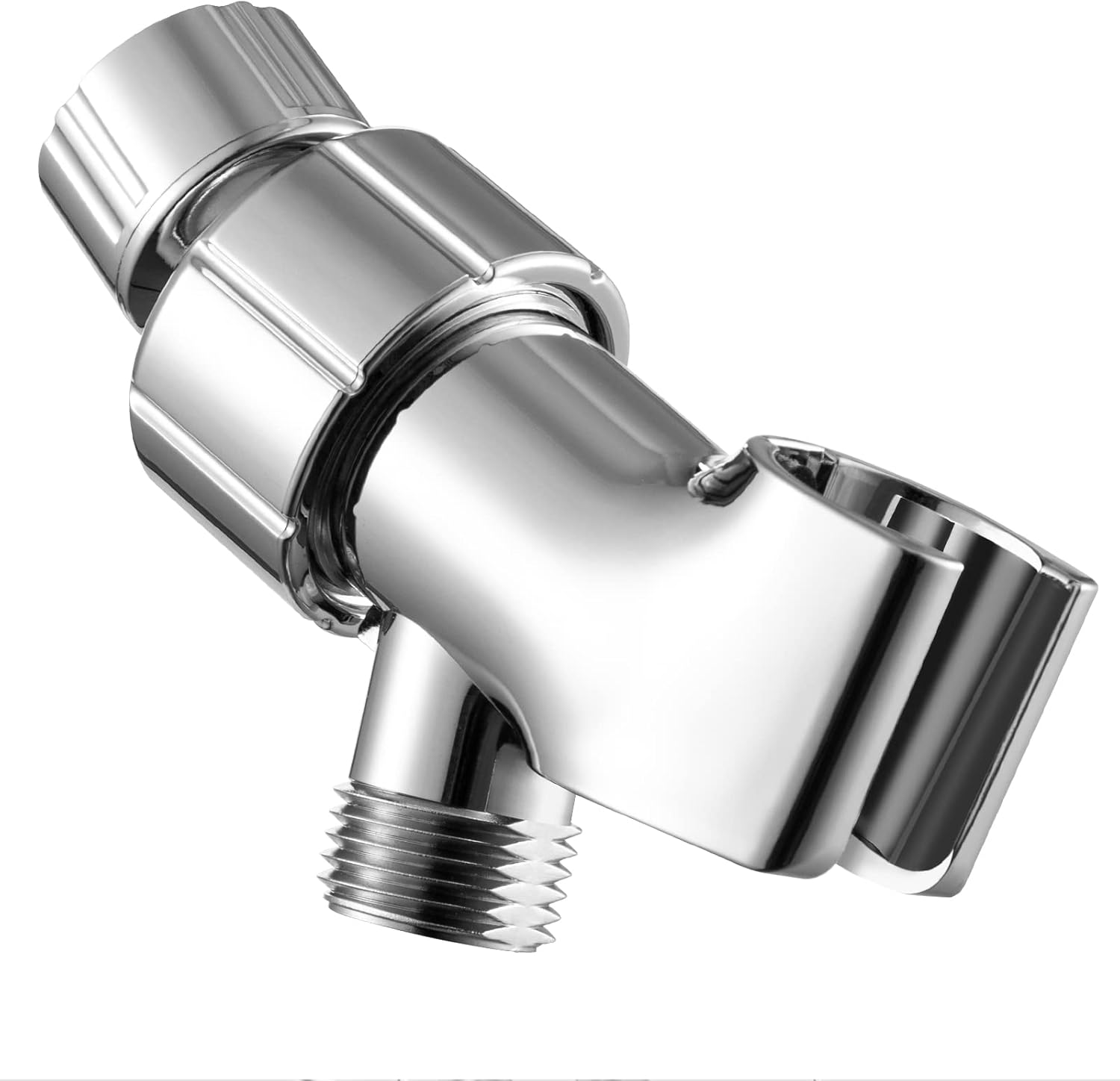 Shower Head Holder for Handheld Shower Head, Adjustable Shower Arm Mount for Connecting Shower Arm and Shower Hose, 1/2 Inch IPS Female Inlet and Male Outlet, Chrome Finish - Image 1