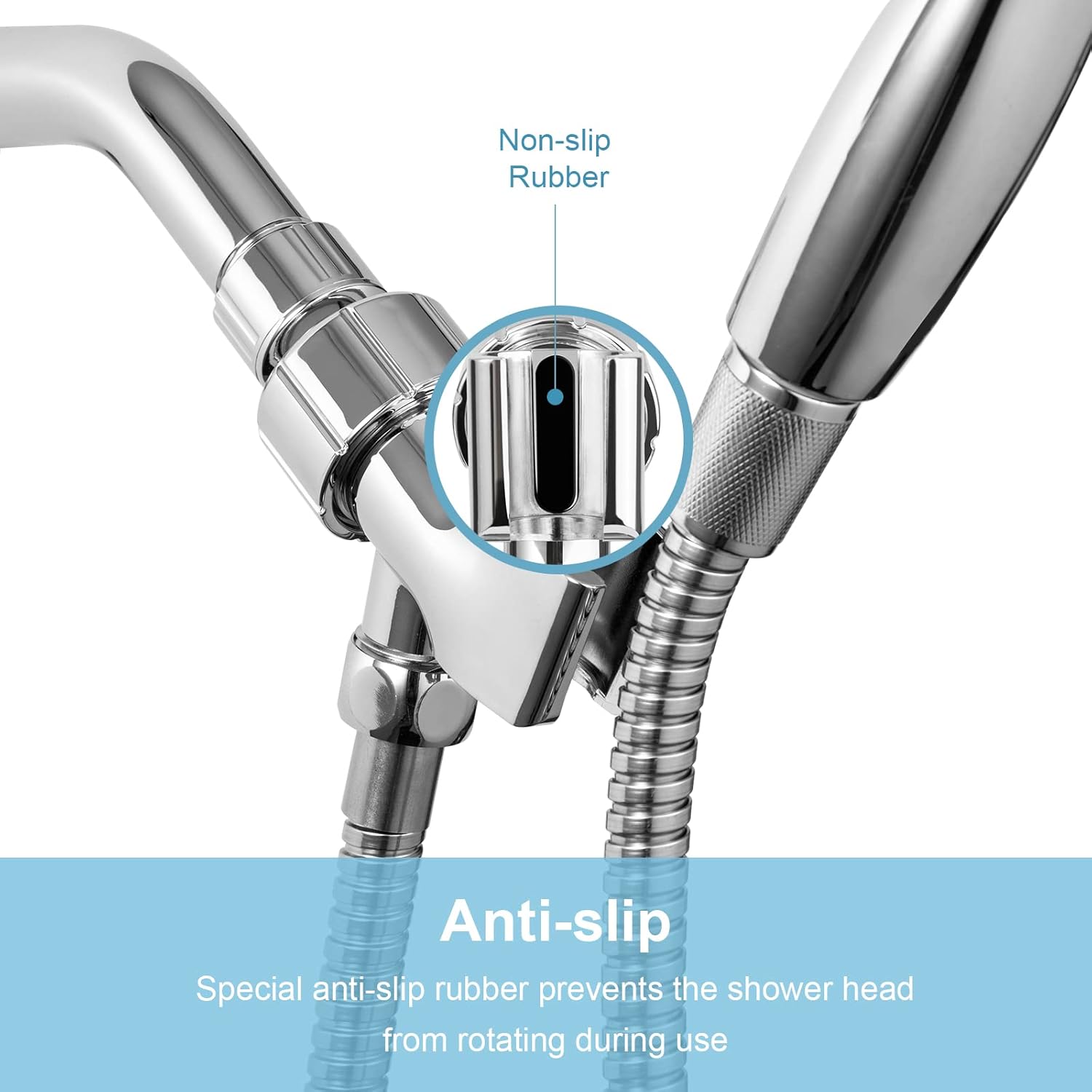 Shower Head Holder for Handheld Shower Head, Adjustable Shower Arm Mount for Connecting Shower Arm and Shower Hose, 1/2 Inch IPS Female Inlet and Male Outlet, Chrome Finish - Image 5