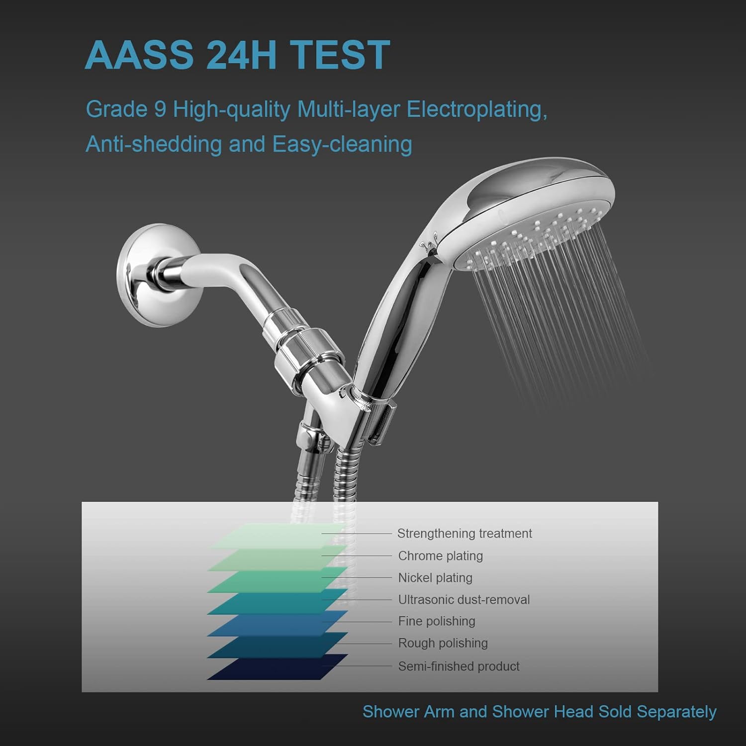 Shower Head Holder for Handheld Shower Head, Adjustable Shower Arm Mount for Connecting Shower Arm and Shower Hose, 1/2 Inch IPS Female Inlet and Male Outlet, Chrome Finish - Image 6