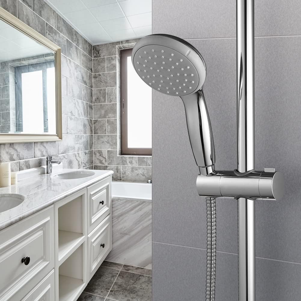 Shower Head Holder for Slide Bar Adjustable 0.71-1.00 in(18-25 mm) O.D, Adjustable Holder for Slide Bar Slider Clamp Bathroom Replacement, 360 Degree Rotation Sprayer Holder, Chrome Plated - Image 7