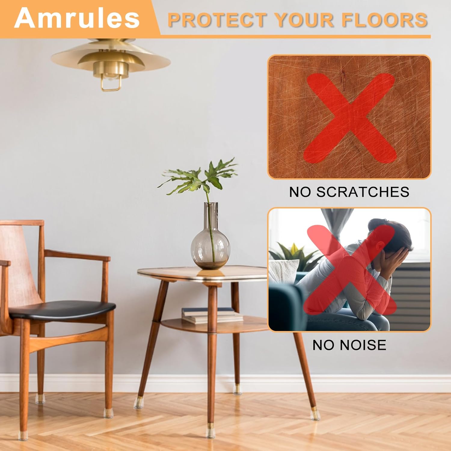 36Pcs Round Chair Leg Floor Protectors, Silicone Chair Feet Caps to Protect Tile Floors, Felt Pads Furniture Leg Caps Covers from Scratches and Noise(Clear, Small Fit: 0.9